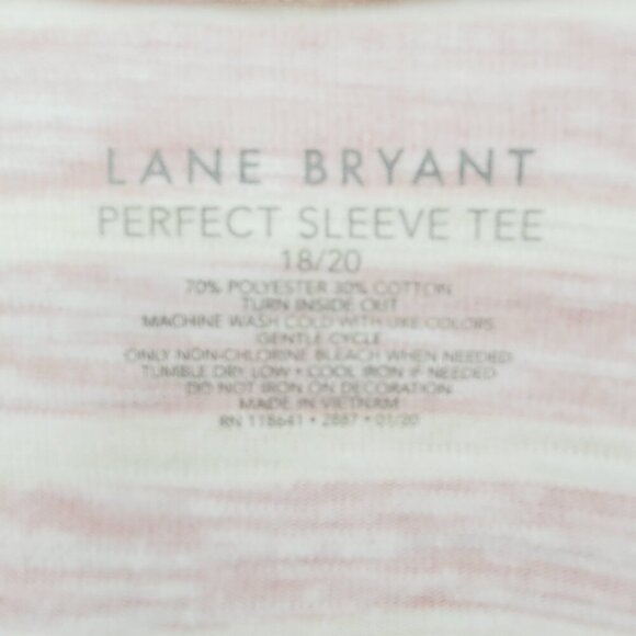 Lane Bryant Dusty Pink and Metallic Gold V-Neck Perfect Sleeve Tee 18/20 - Picture 3 of 3